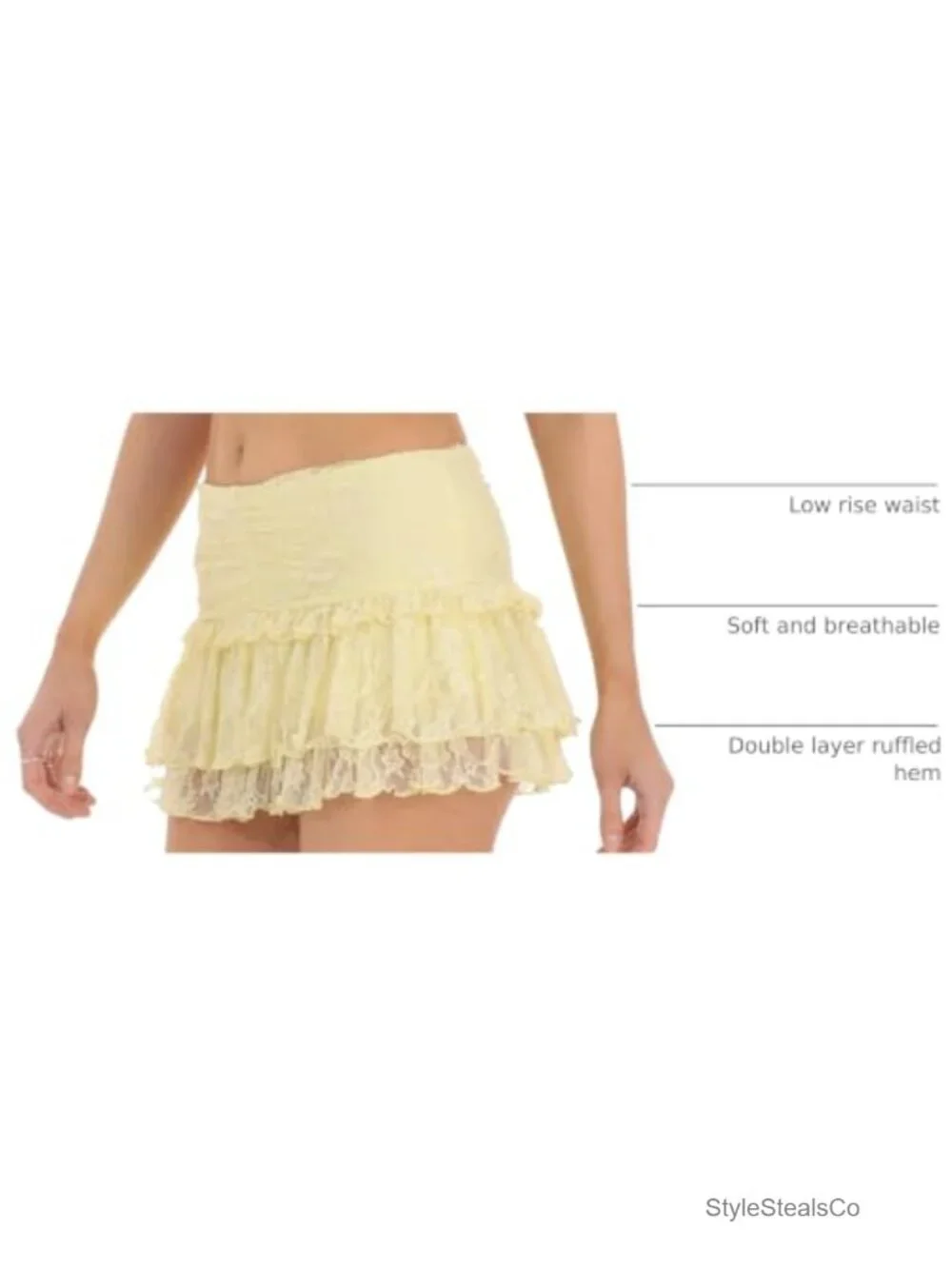Women's Floral Lace Mini Skirt Sheer Mesh Layered Ruffle Low Rise Party Club